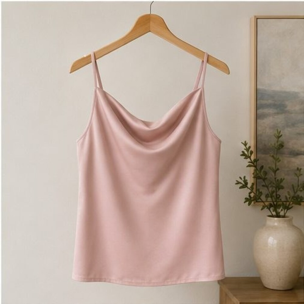 Blush Satin Cowl Neck Top